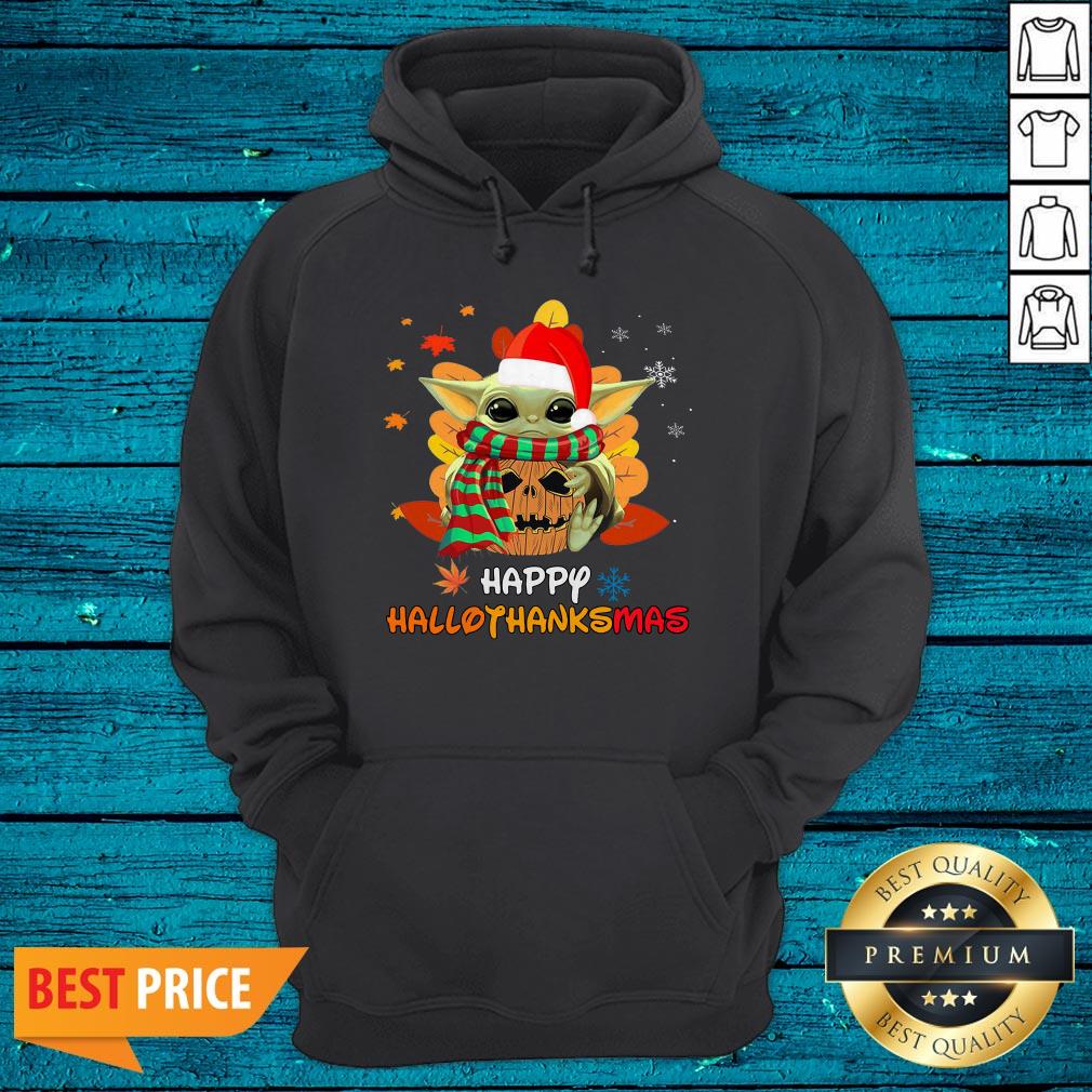 Baby Yoda Happy HalloThanksMas Shirt - Image 3
