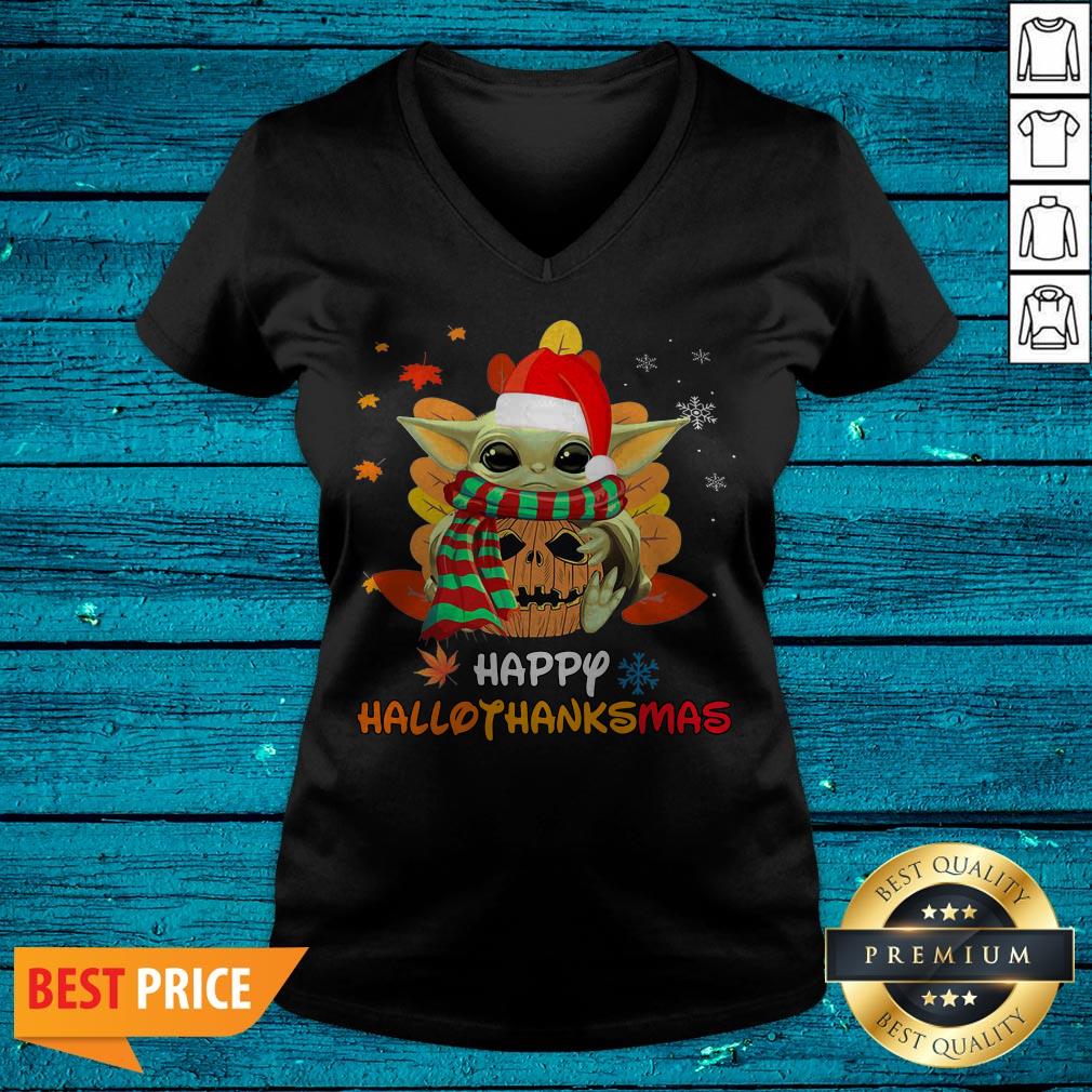 Baby Yoda Happy HalloThanksMas Shirt - Image 4