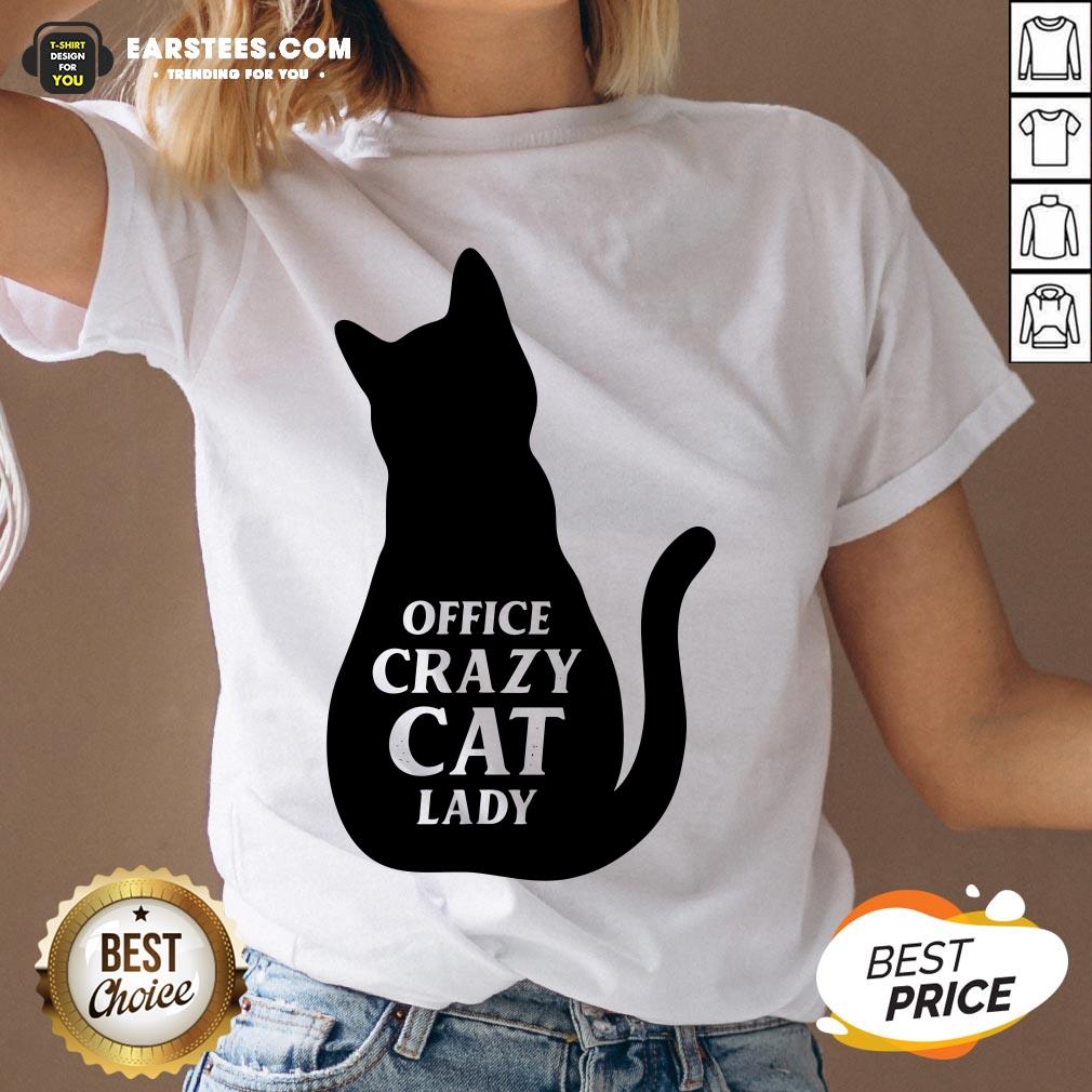 Pretty Black Cat Office Crazy Cat Lady Shirt - Image 3