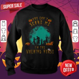 Alternative view of You Can't Scare Me I'm The Walking Nurse Halloween Nurse Shirt