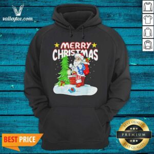 Alternative view of Cute Patriotic American Flag Santa Claus Chimney Christmas Shirt