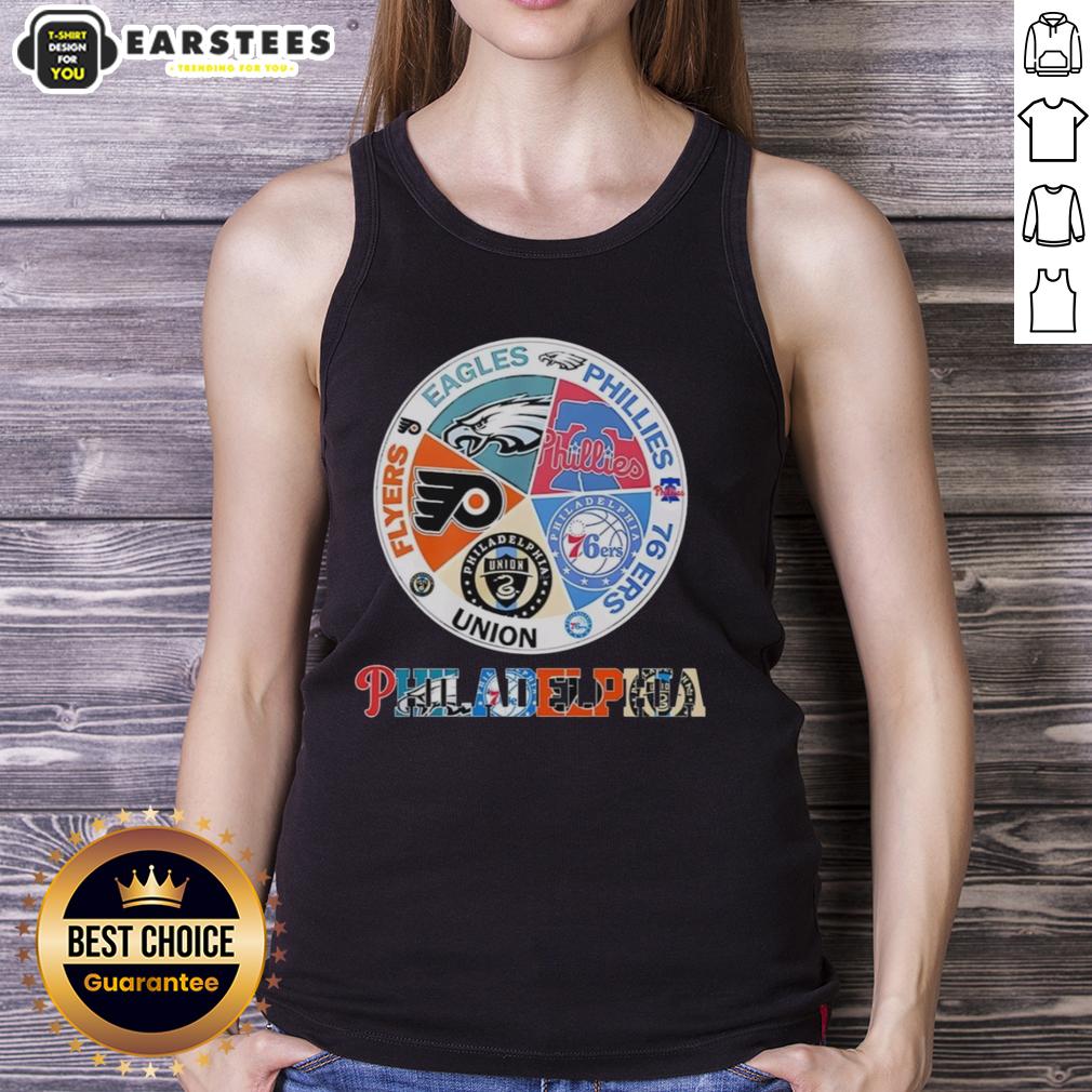 Nice Philadelphia Teams Flyers Eagles Phillies 76 Ers Union T-Shirt - Image 4