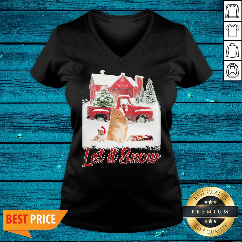Good Shetland Sheepdog Let It Snow Christmas Shirt - Image 4
