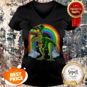 Alternative view of Nice St. Patricks Day T Rex Dinosaur Leprechaun Rainbow Shirt