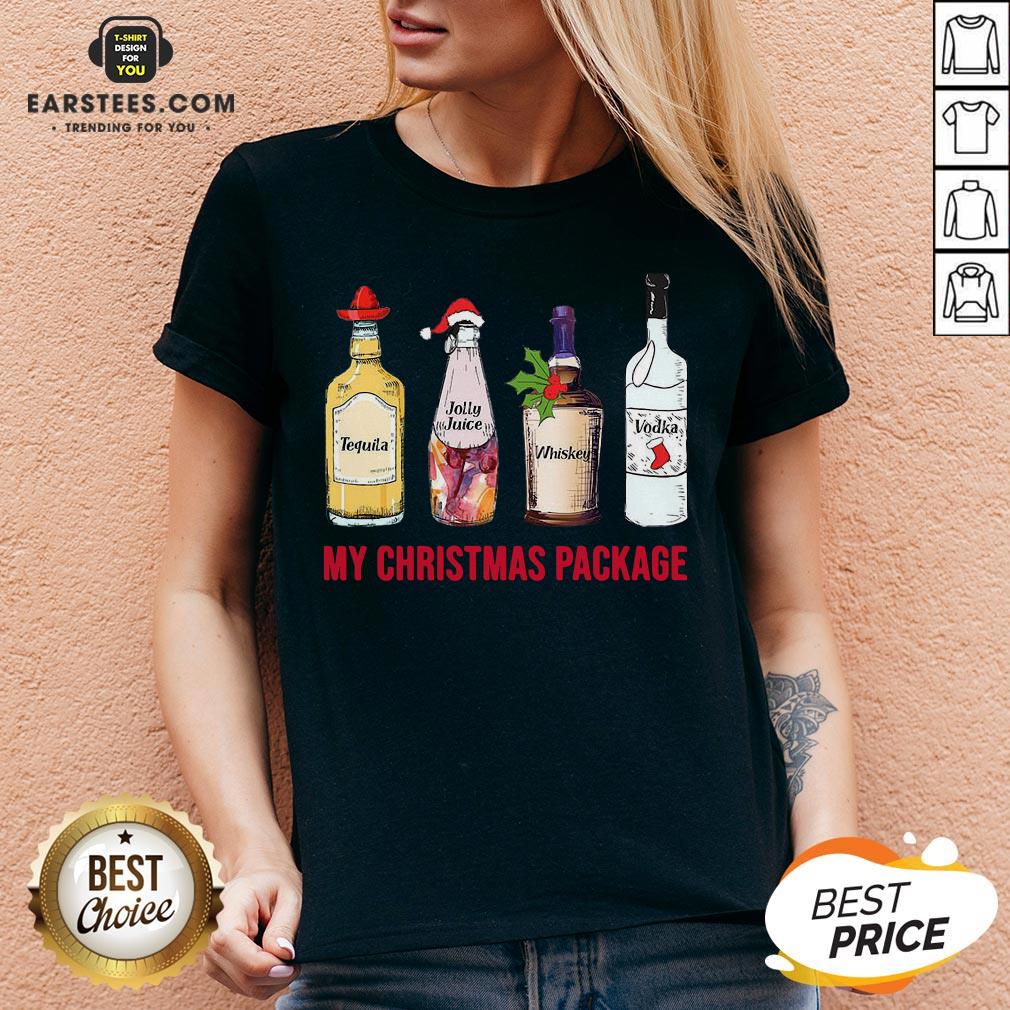 Funny Tequila Jolly Juice Whiskey Vodka My Christmas Package Shirt - Image 3