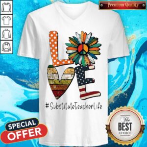 Alternative view of Love Substituteteacherlife Peace Sunflower American Flag Shirt