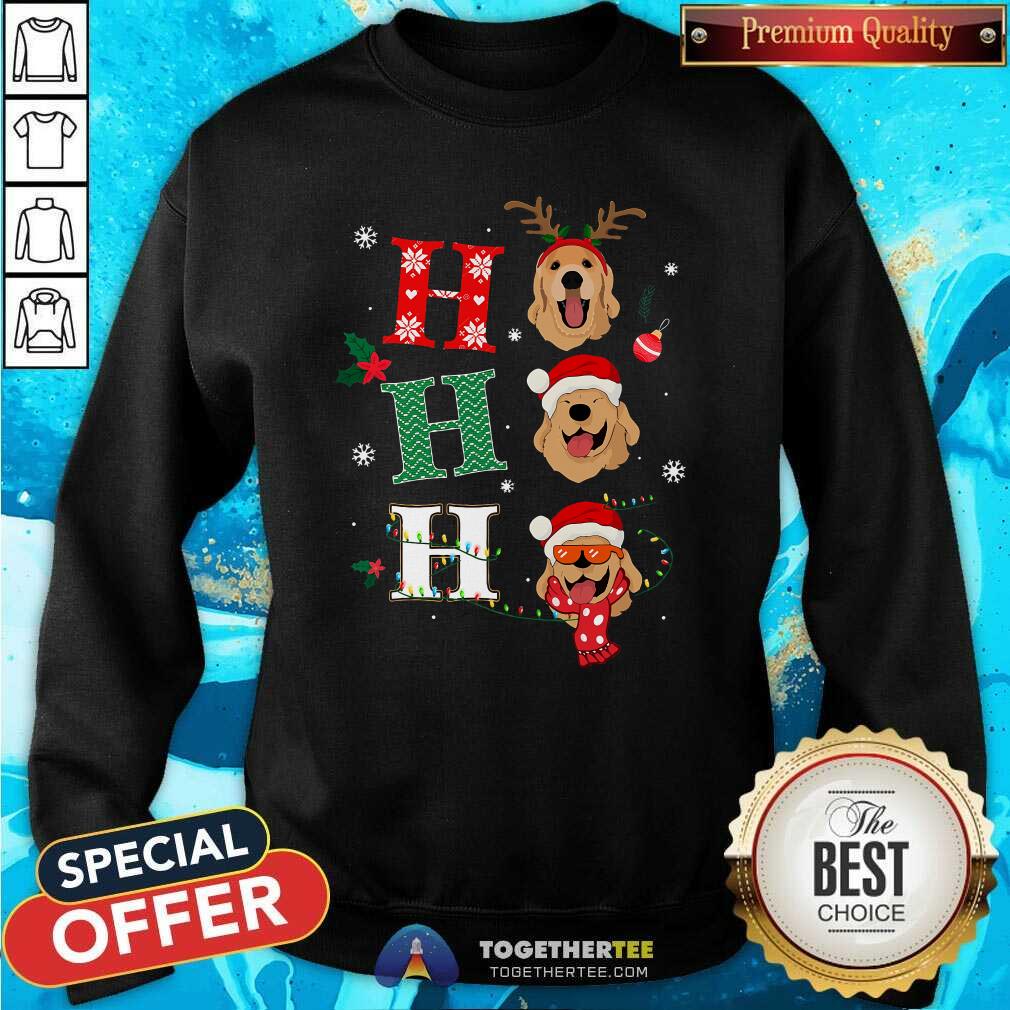 Funny Ho Ho Ho Retrievers Golden Xmas Outfit Christmas Costume T-Shirt - Image 4