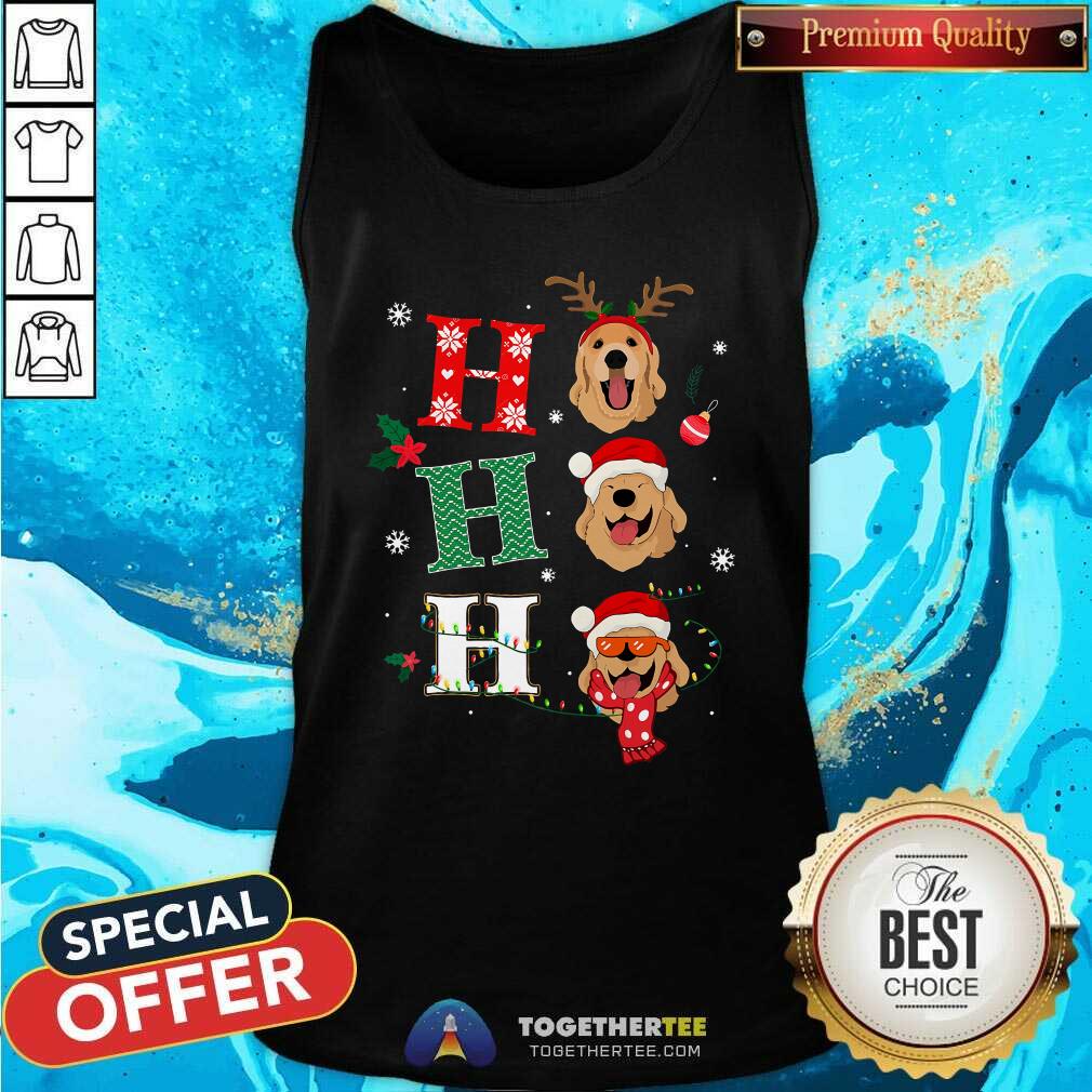 Funny Ho Ho Ho Retrievers Golden Xmas Outfit Christmas Costume T-Shirt - Image 3