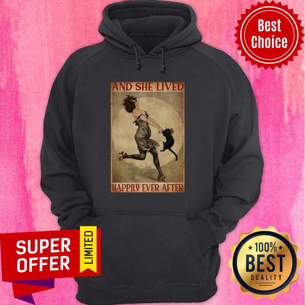 Awesome Girl And Cat And She Lived Happily Ever After Shirt - Image 5