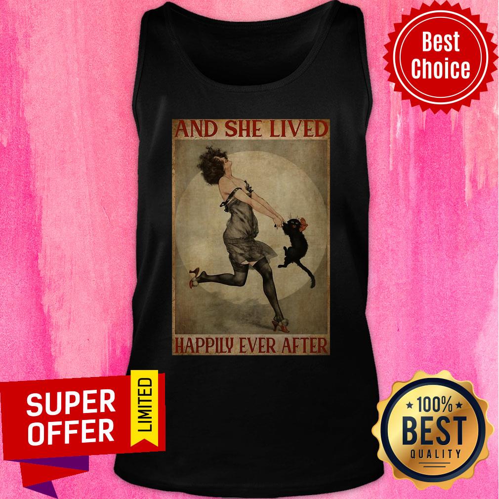 Awesome Girl And Cat And She Lived Happily Ever After Shirt - Image 3