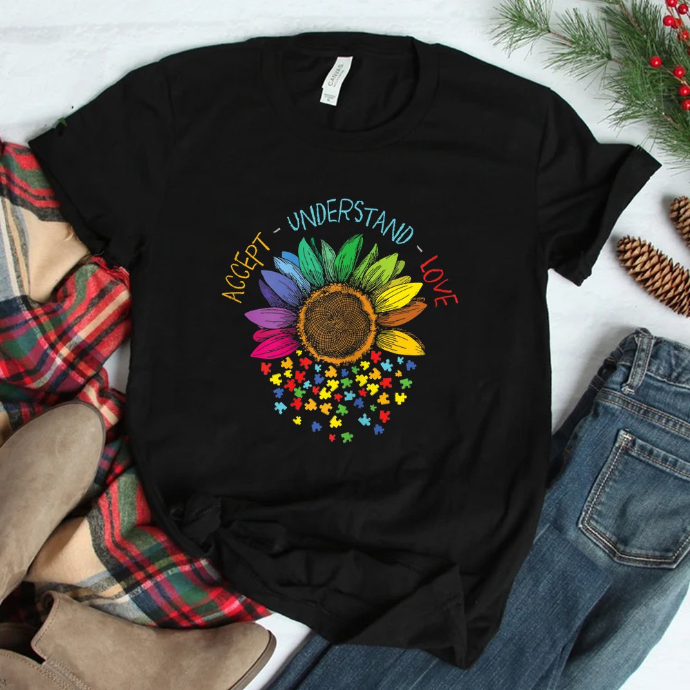 Autism Awareness Accept Understand Love Asd Rainbow Flower Shirt