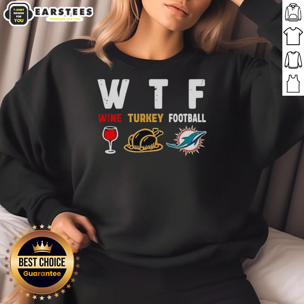 Premium Wine Turkey Miami Dolphins Football Thanksgiving T-Shirt - Image 5
