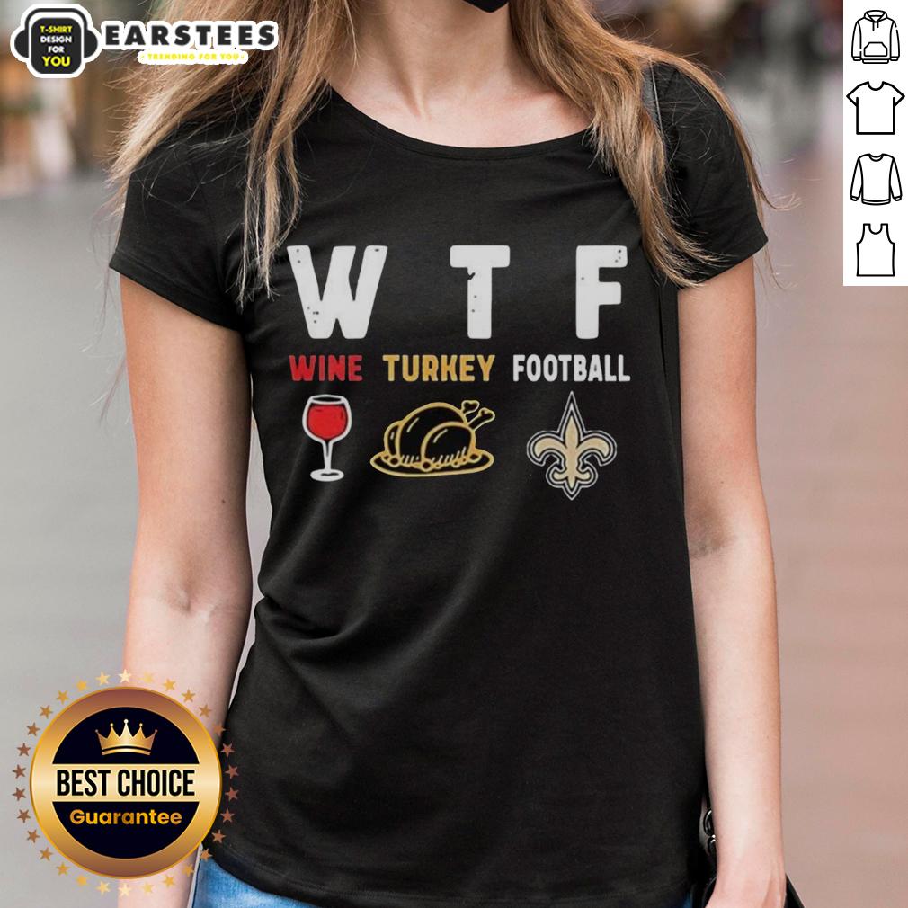 Premium Wine Turkey New Orleans Saints Football Thanksgiving T-Shirt - Image 3