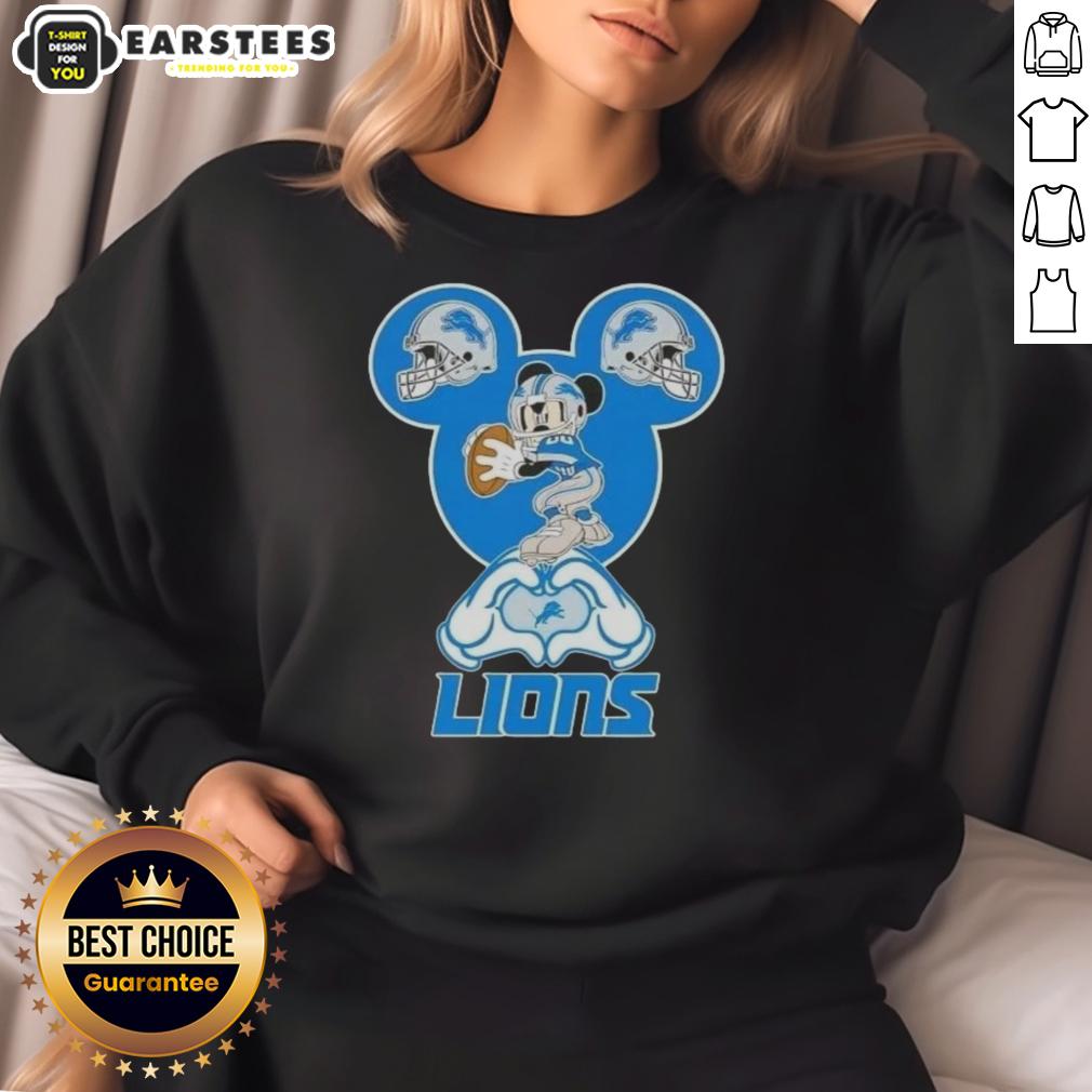 Top Mickey Hands Heart Love Detroit Lions Football T-Shirt - Image 5