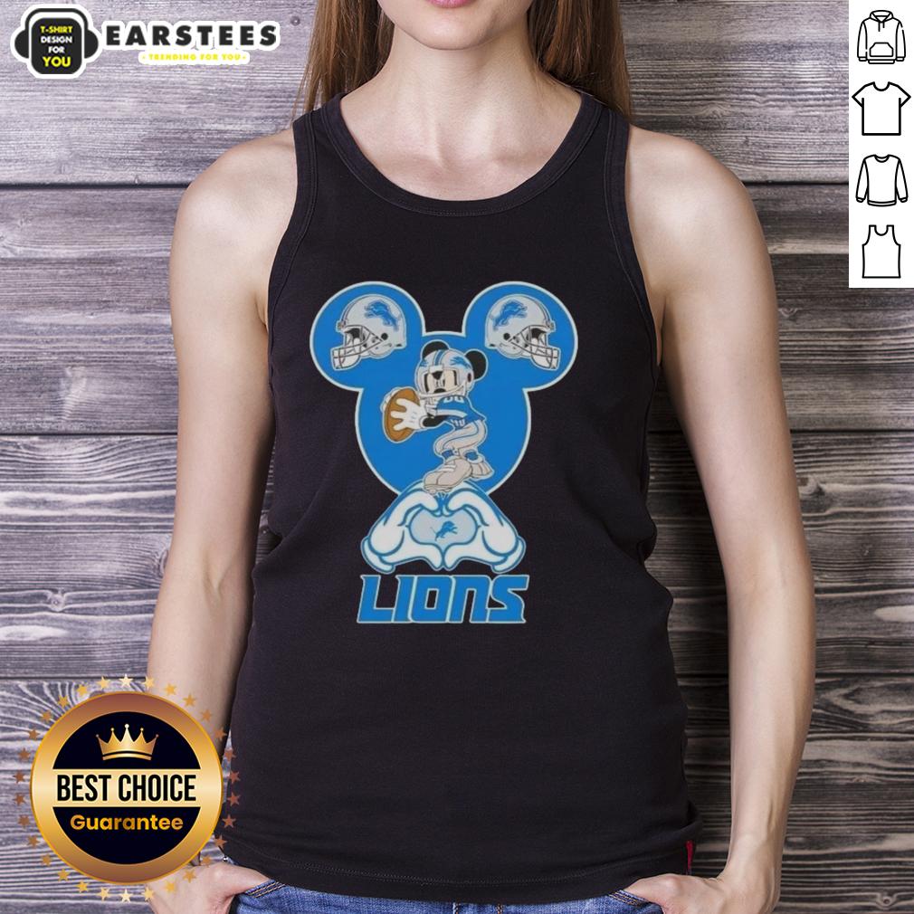 Top Mickey Hands Heart Love Detroit Lions Football T-Shirt - Image 4