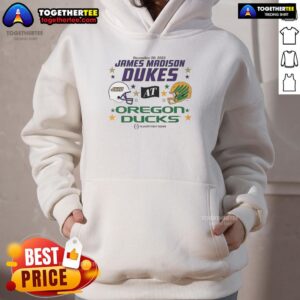 Alternative view of Hot Oregon Ducks Vs James Madison Dukes 2025 CFP First Round Matchup Helmet T-Shirt