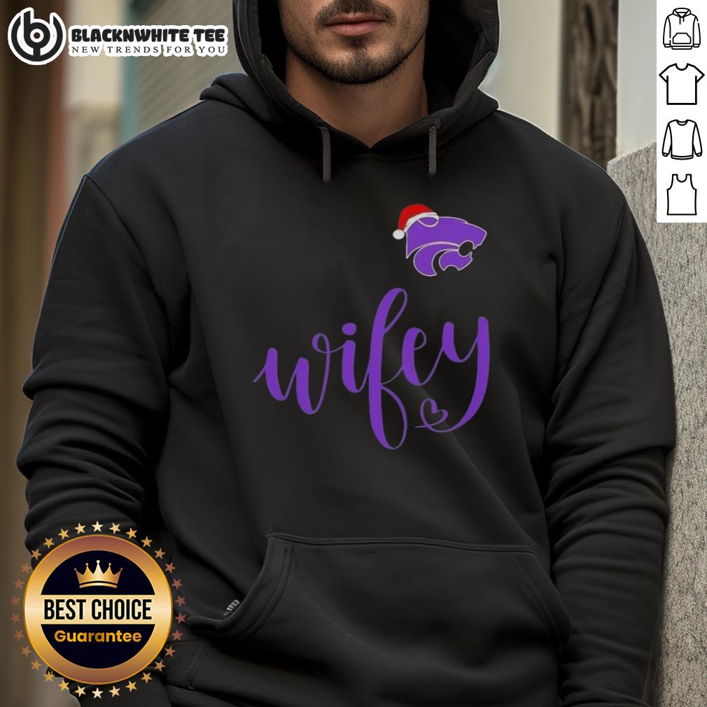 Awesome Wifey Kansas State Wildcats Santa Hat Merry Christmas T-Shirt - Image 2