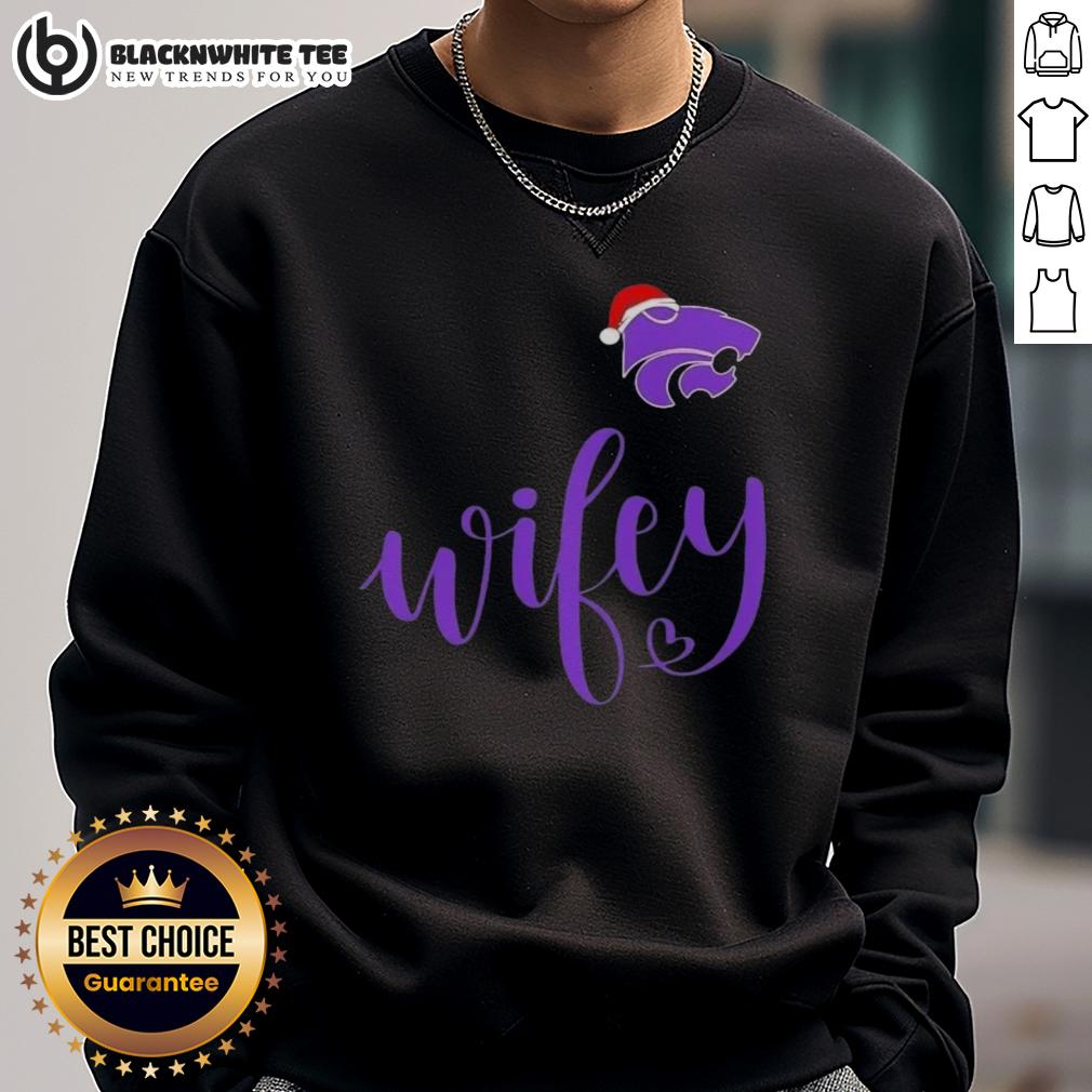 Awesome Wifey Kansas State Wildcats Santa Hat Merry Christmas T-Shirt - Image 5