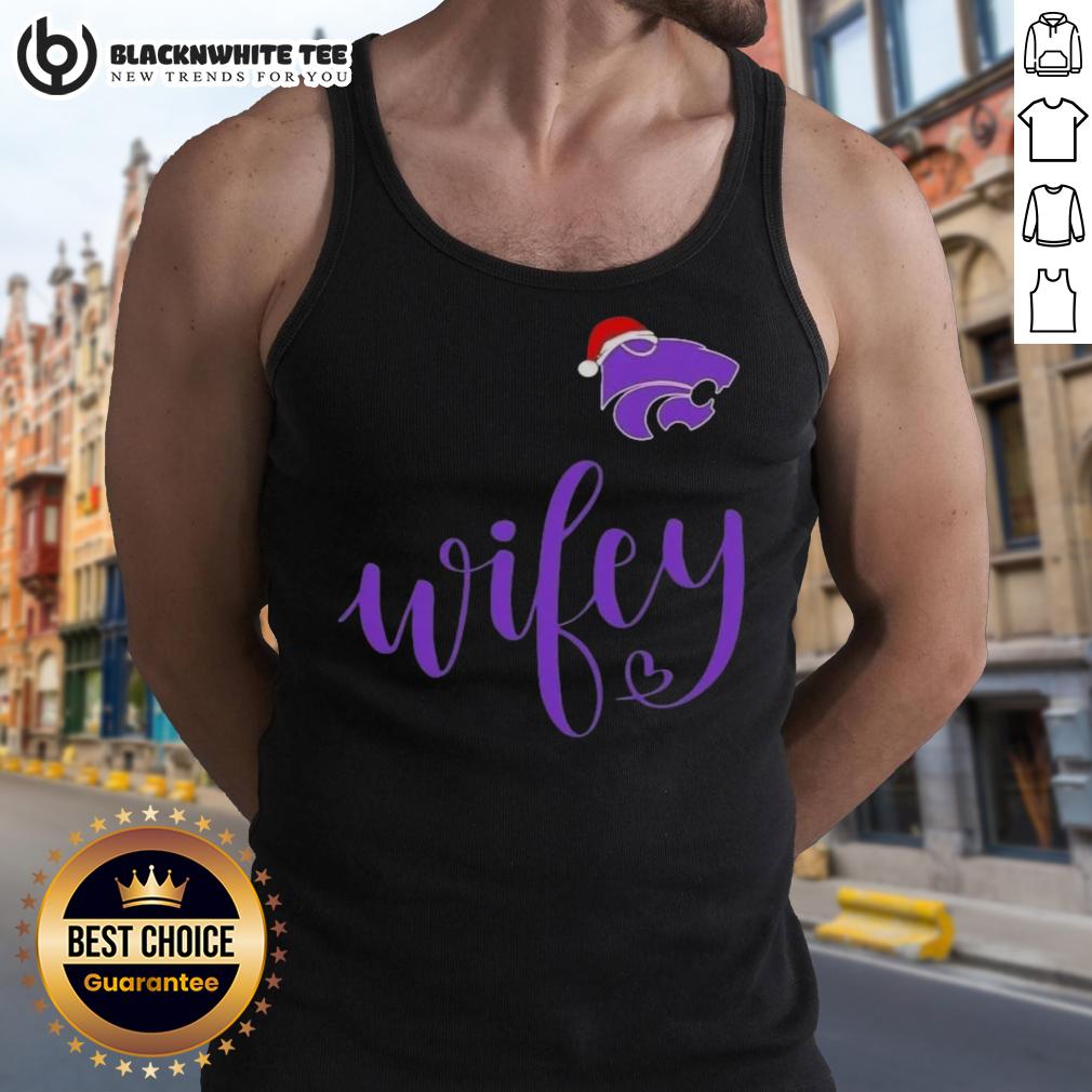 Awesome Wifey Kansas State Wildcats Santa Hat Merry Christmas T-Shirt - Image 4