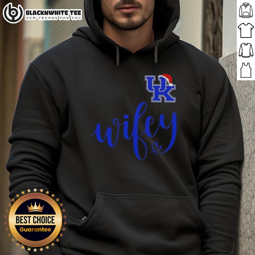 Awesome Wifey Kentucky Wildcats Santa Hat Merry Christmas T-Shirt - Image 2