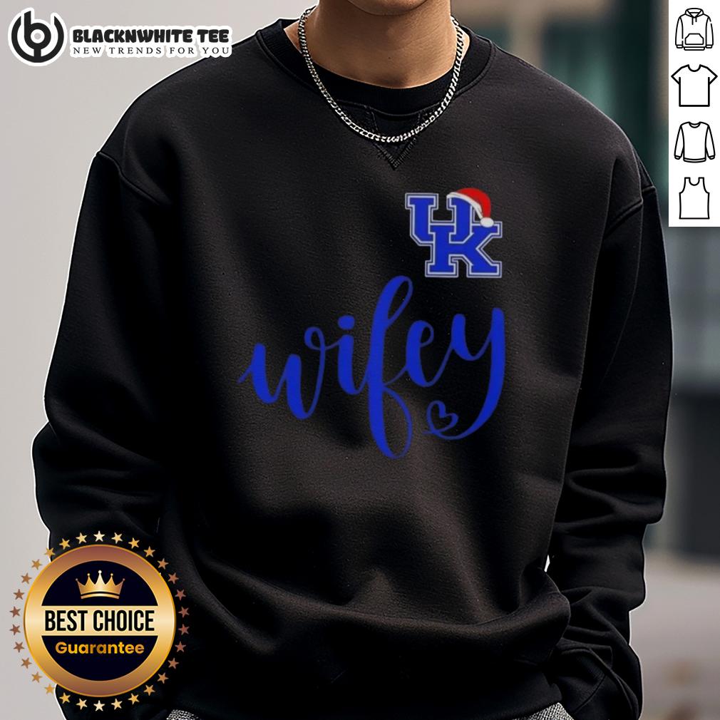 Awesome Wifey Kentucky Wildcats Santa Hat Merry Christmas T-Shirt - Image 5