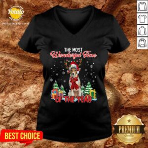 Alternative view of Premium Wire Fox Terrier The Most Wonderful Time Of The Year Christmas Shirt