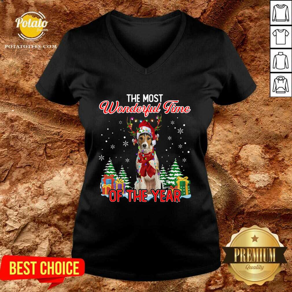 Premium Wire Fox Terrier The Most Wonderful Time Of The Year Christmas Shirt - Image 2