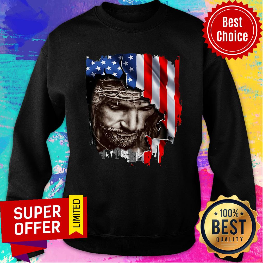 Awesome Jesus American Flag Shirt - Image 5