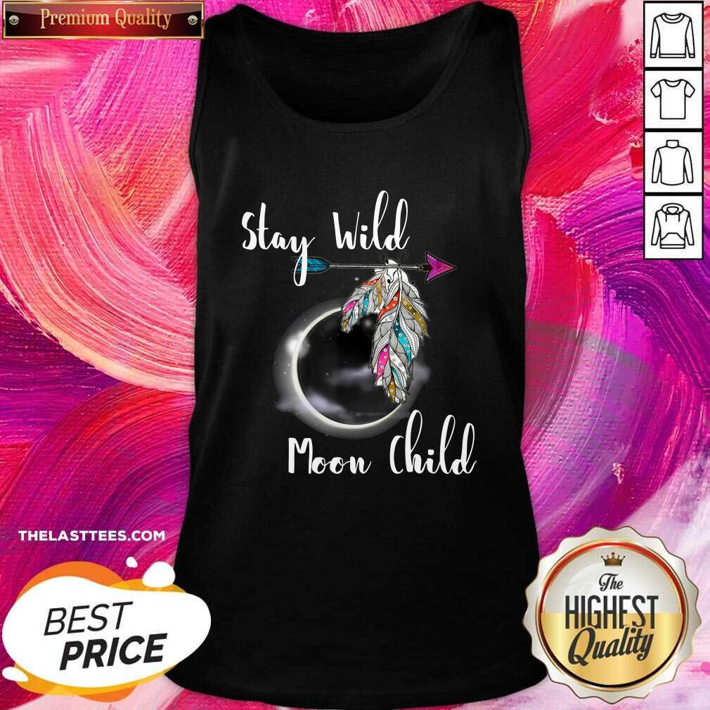 Happy Stay Wild Moon Child Boho Lunar Eclipse Cute Feathers Arrow Shirt - Image 3