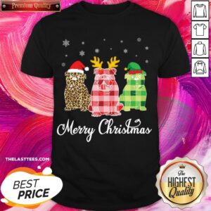 Hot English Bulldog Dog Leopard Plaid Printed Santa ELF Reindeer Costume Merry Christmas Day Shirt