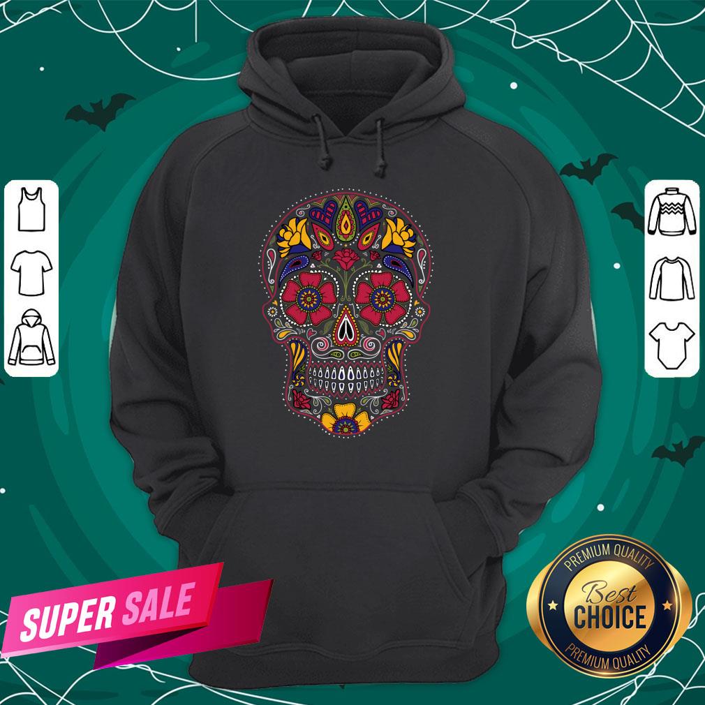 Day Of The Dead Sugar Skull Dark Shirt - Image 5