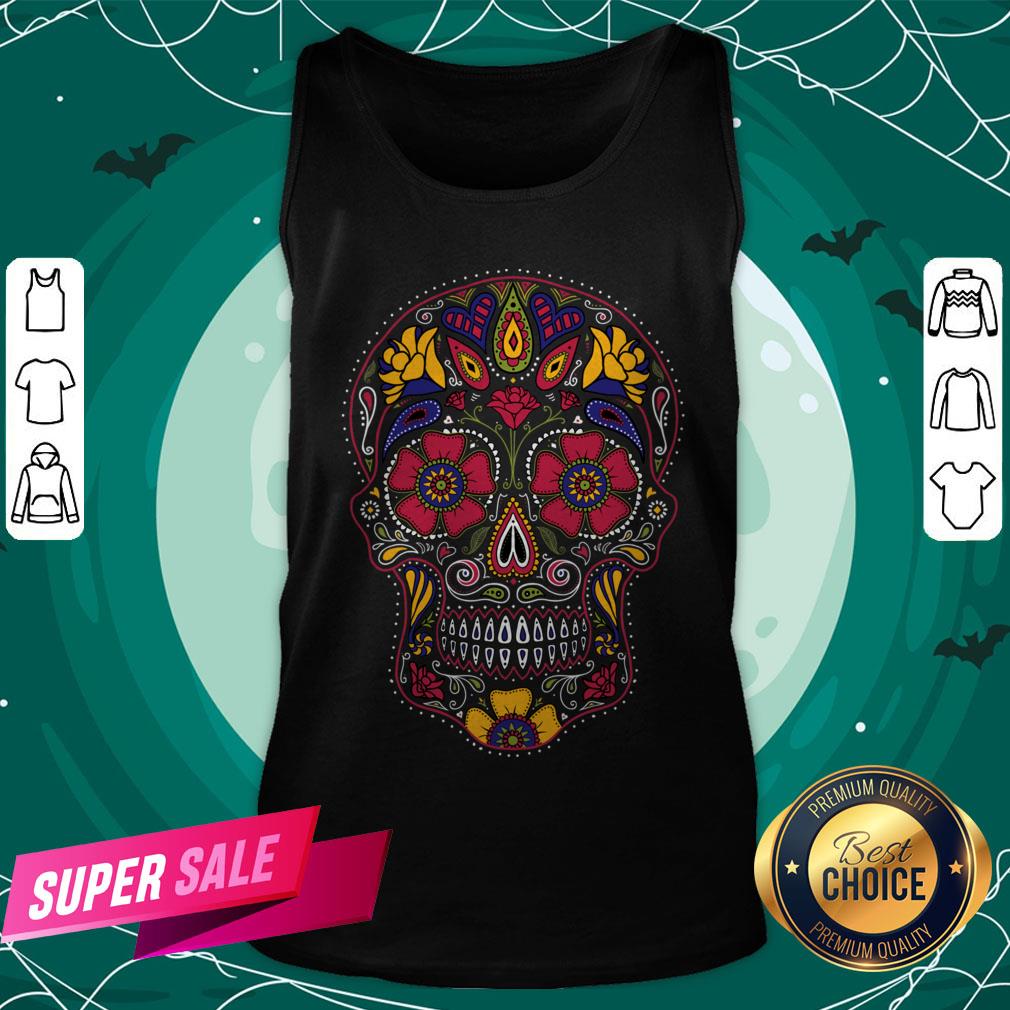 Day Of The Dead Sugar Skull Dark Shirt - Image 3