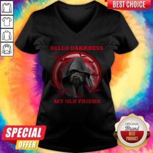 Alternative view of Dog Hello Darkness My Old Friend Blood Moon Shirt