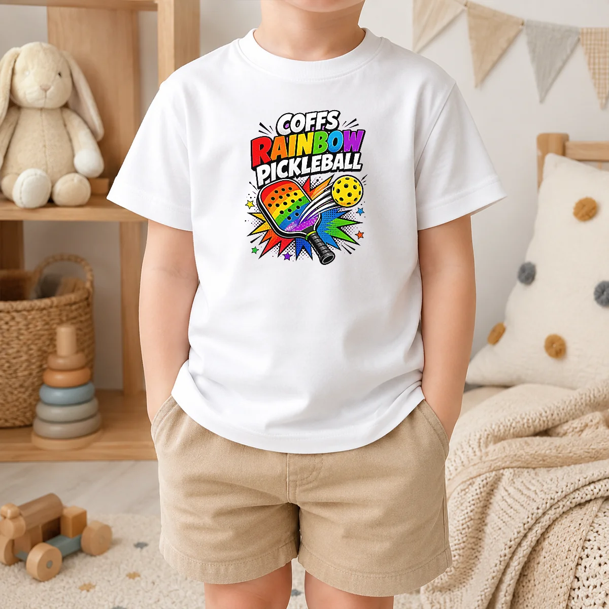 Awesome Coffs Rainbow Pickleball Comic For Active Athletes Shirt - Image 9