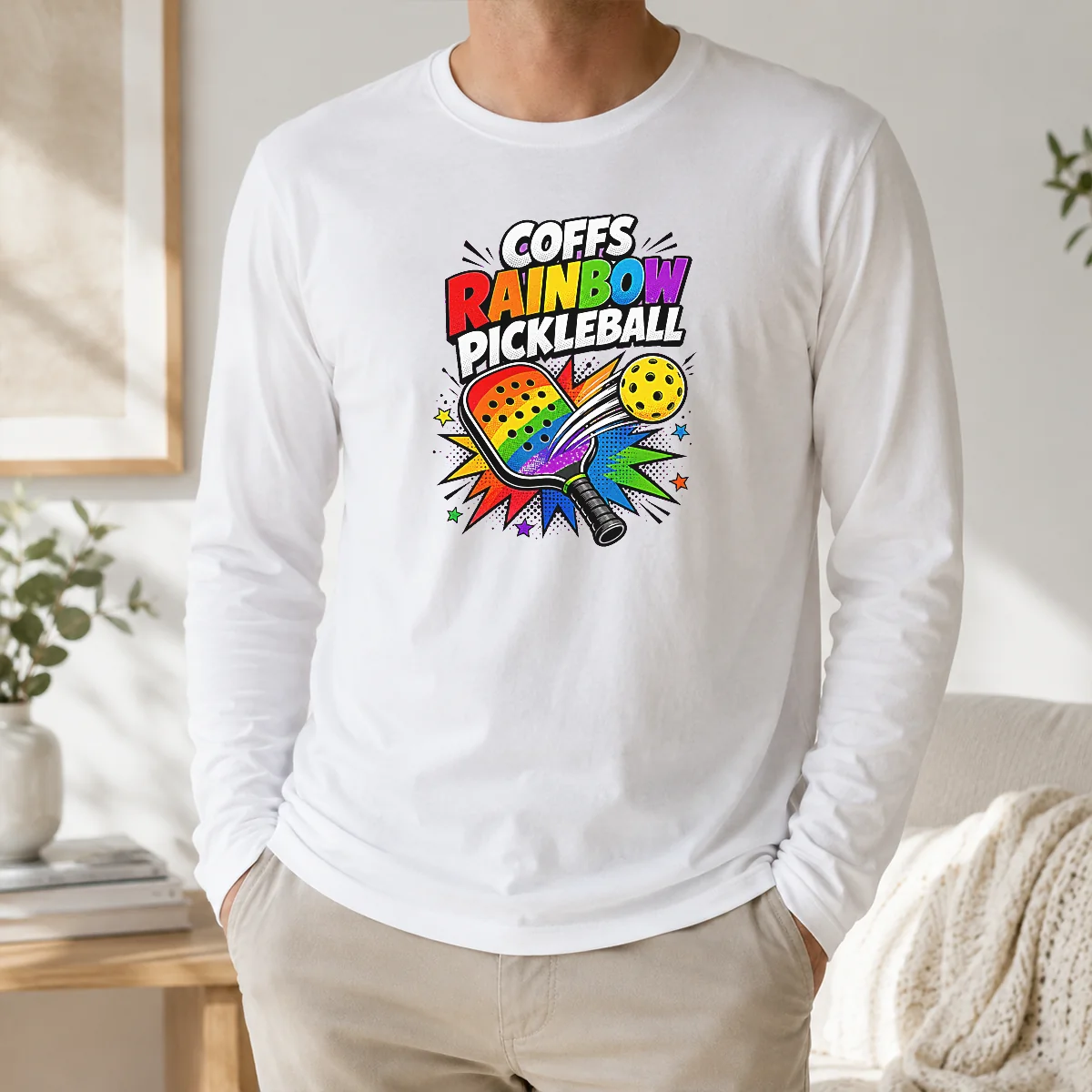 Awesome Coffs Rainbow Pickleball Comic For Active Athletes Shirt - Image 5