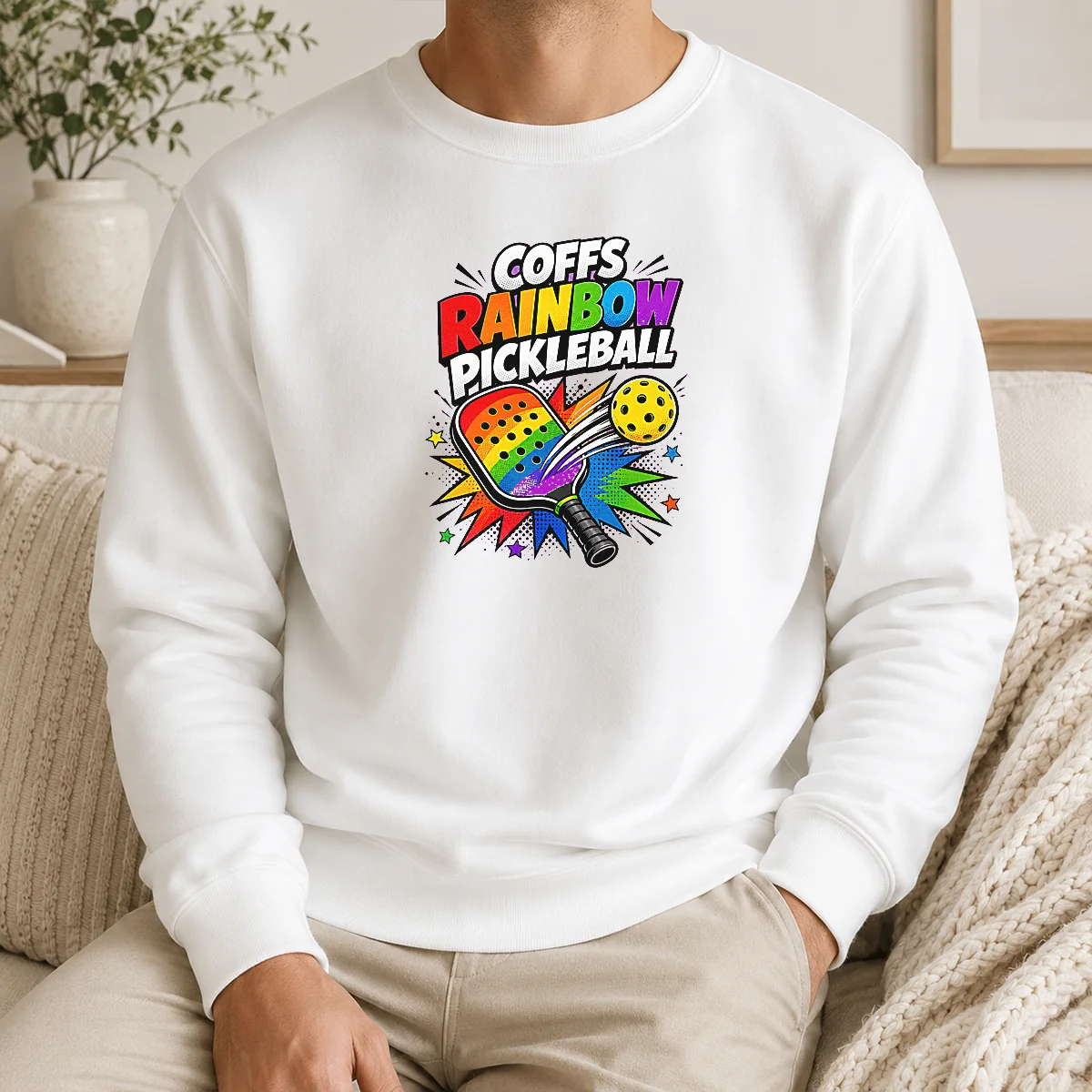 Awesome Coffs Rainbow Pickleball Comic For Active Athletes Shirt - Image 7