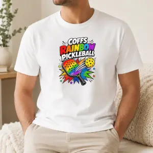 Awesome Coffs Rainbow Pickleball Comic For Active Athletes Shirt