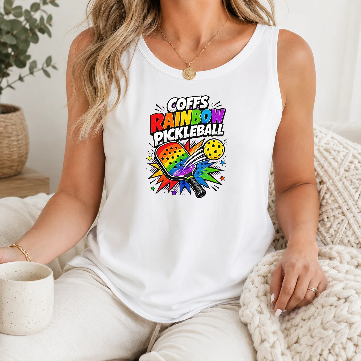 Awesome Coffs Rainbow Pickleball Comic For Active Athletes Shirt - Image 3