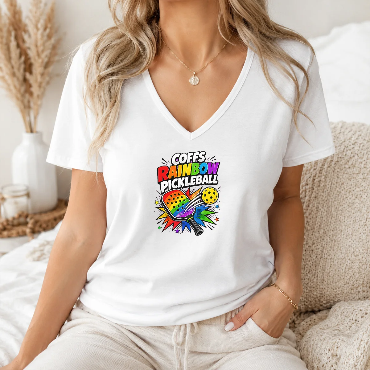 Awesome Coffs Rainbow Pickleball Comic For Active Athletes Shirt - Image 2