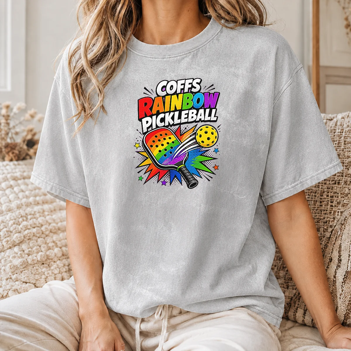 Awesome Coffs Rainbow Pickleball Comic For Active Athletes Shirt - Image 8