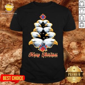 Happy Merry Christmas Tree Eagles British Flag Shirt