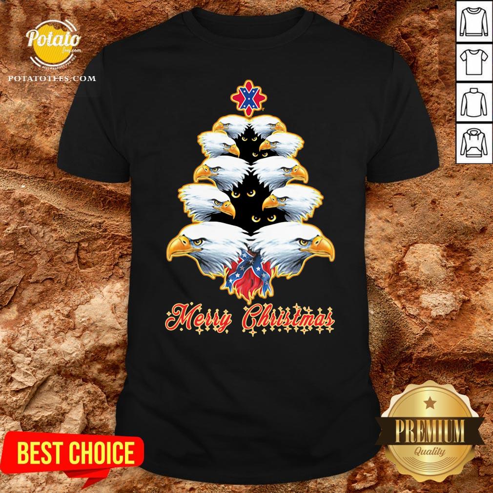 Happy Merry Christmas Tree Eagles British Flag Shirt