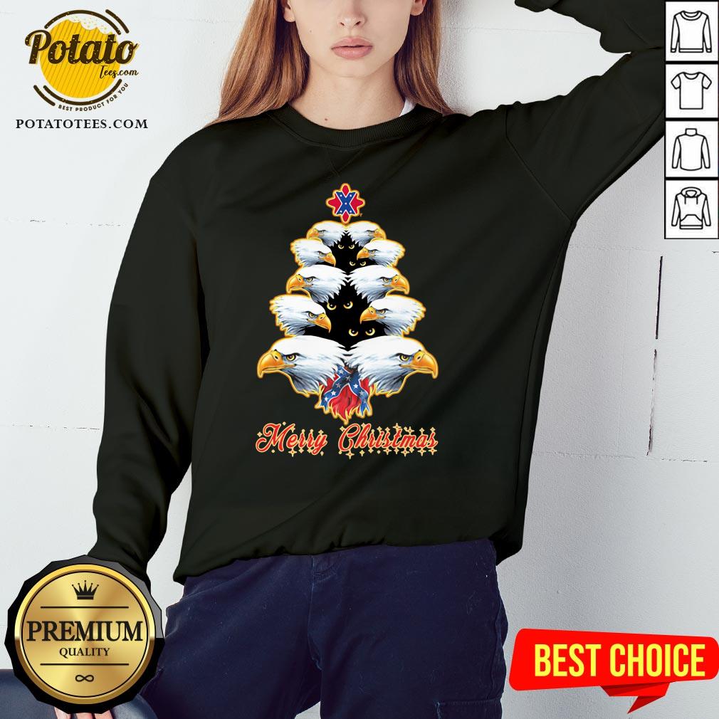 Happy Merry Christmas Tree Eagles British Flag Shirt - Image 4