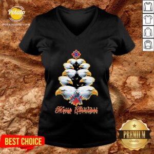 Alternative view of Happy Merry Christmas Tree Eagles British Flag Shirt