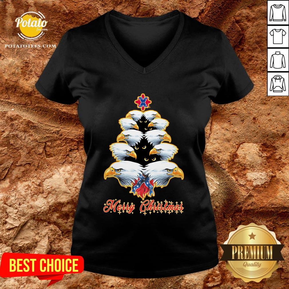Happy Merry Christmas Tree Eagles British Flag Shirt - Image 2