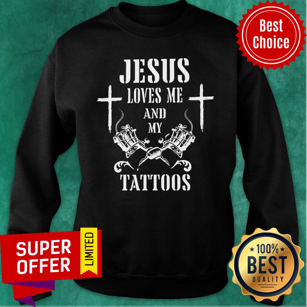 Jesus Loves Me And My Tattoos Cross Shirt - Image 4