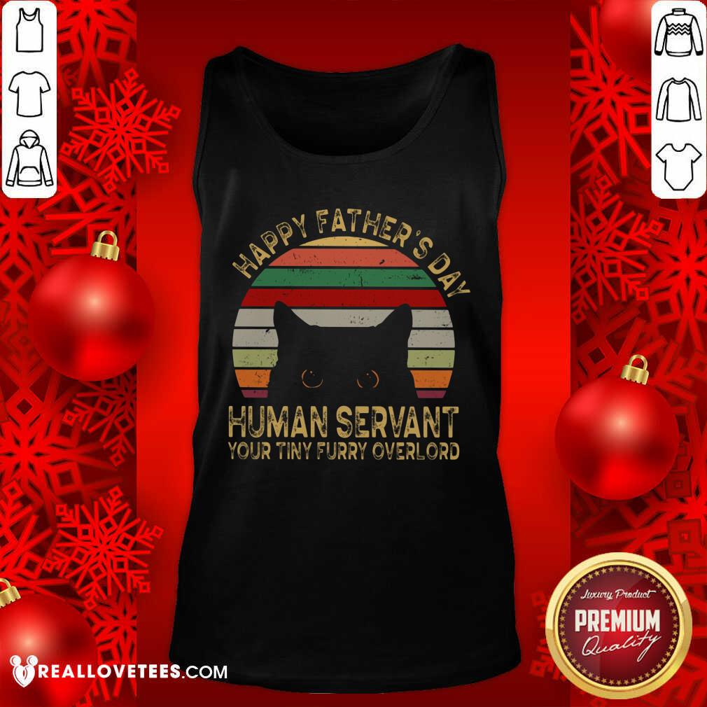 Black Cat Human Servant Happy Fathers Day Vintage Shirt - Image 4