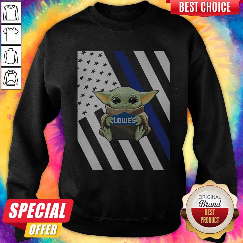 Original American Flag Baby Yoda Hug Lowe’s Shirt - Image 5
