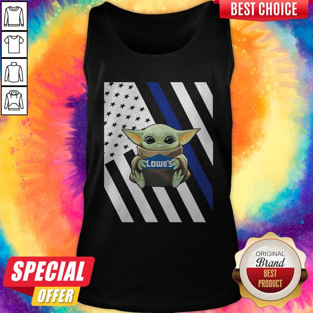 Original American Flag Baby Yoda Hug Lowe’s Shirt - Image 4