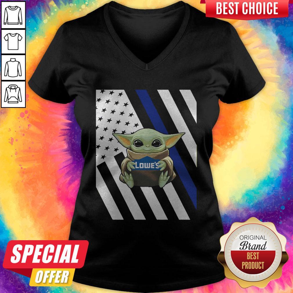 Original American Flag Baby Yoda Hug Lowe’s Shirt - Image 3